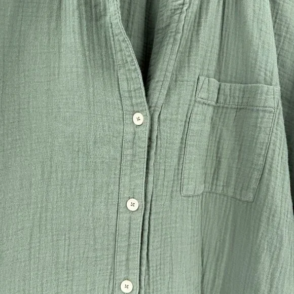 Madewell Lightspun Green Cover-Up Maxi Shirt Dress M Gauze Pool Beach Travel - Picture 5 of 10